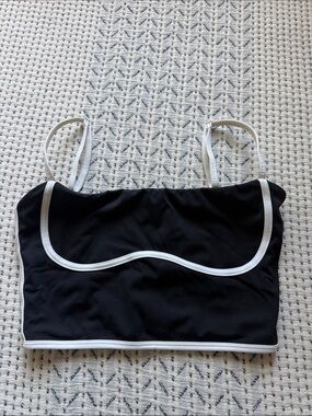 Black Crop Tank with White Piping